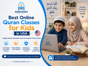 Child attending online Quran class on laptop with certified teacher