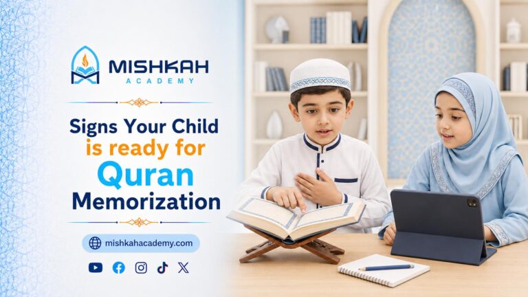 Muslim child reading the Quran at home with parent guidance — signs of readiness for Quran memorization